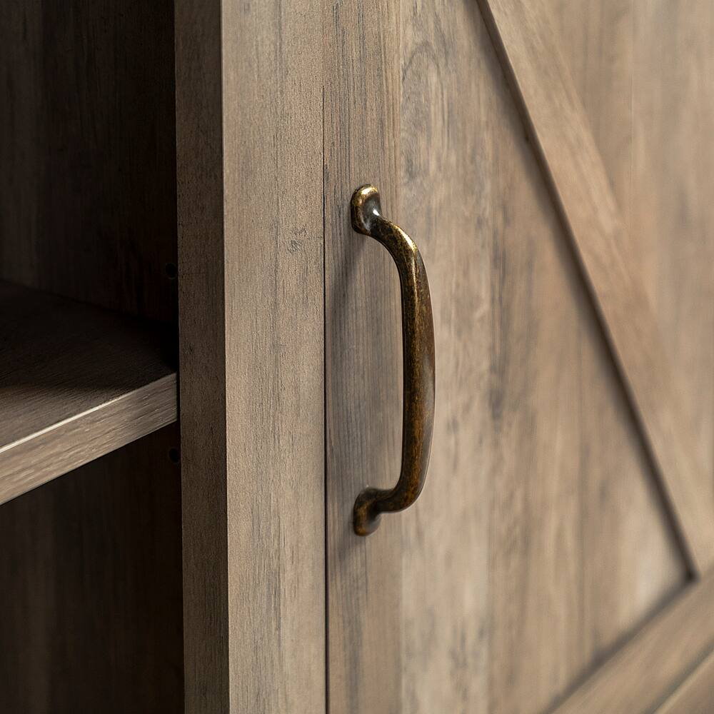 Alt View 14. Walker Edison - Rustic Barn Door Style Stand for Most TVs Up to 65" - Gray Wash.