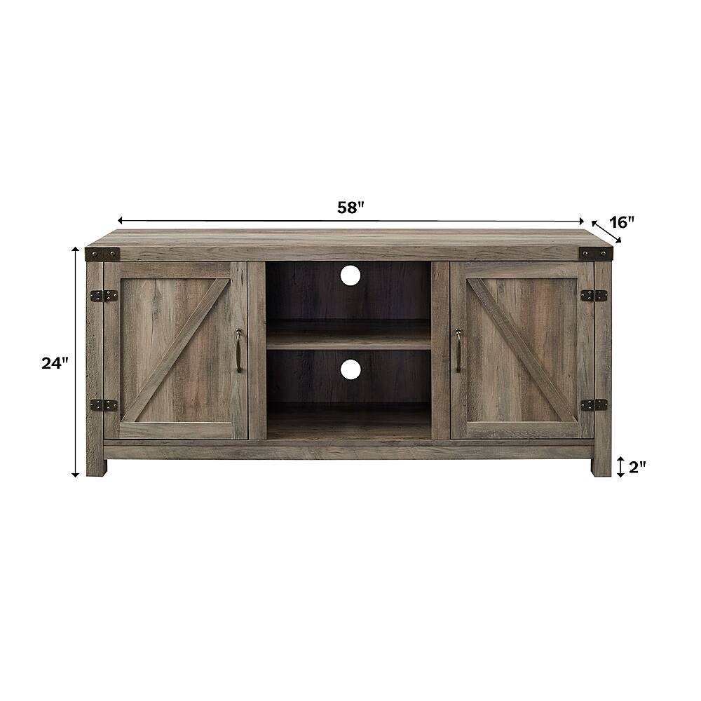 Alt View 17. Walker Edison - Rustic Barn Door Style Stand for Most TVs Up to 65" - Gray Wash.