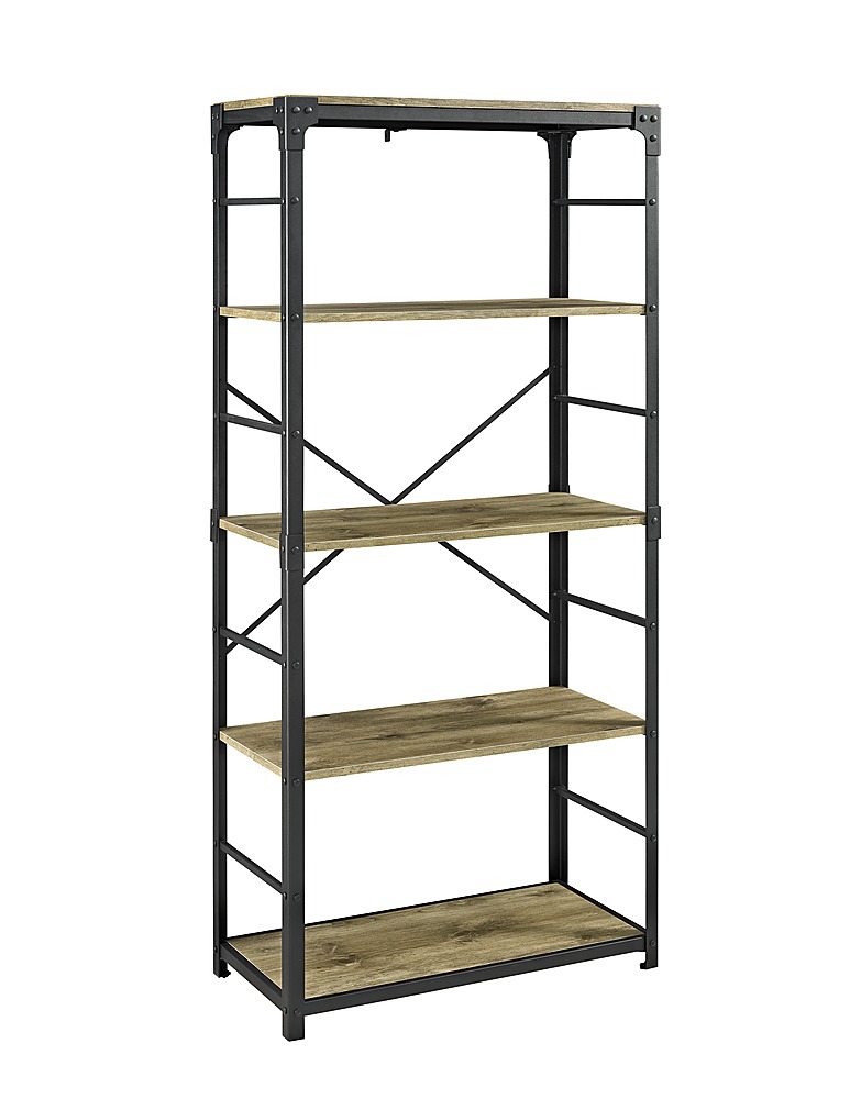 Angle View: Walker Edison - 3-Piece Industrial Bookcase Set - Barnwood