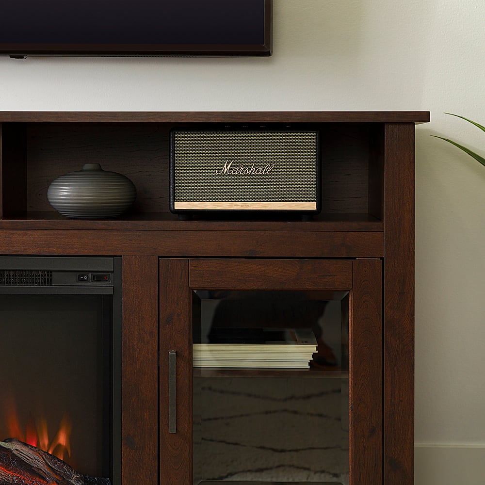 Espresso corner deals fireplace tv stand