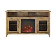 Front Zoom. Walker Edison - Tall Glass Two Door Soundbar Storage Fireplace TV Stand for Most TVs Up to 65" - Barnwood.