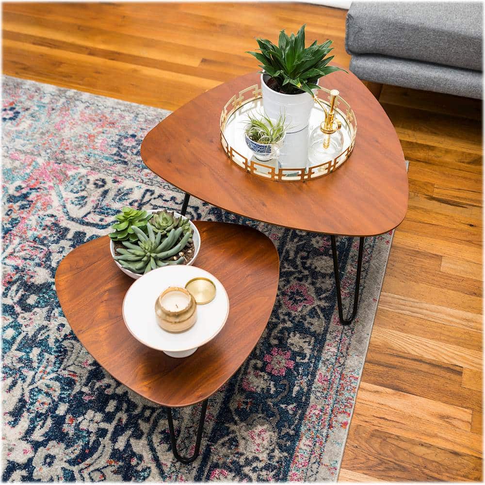 Best Buy Walker Edison 2Piece Nesting Table Set Walnut BBF24HPNCWT