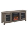 Angle Zoom. Walker Edison - Traditional Two Glass Door Fireplace TV Stand for Most TVs up to 65" - Grey Wash.