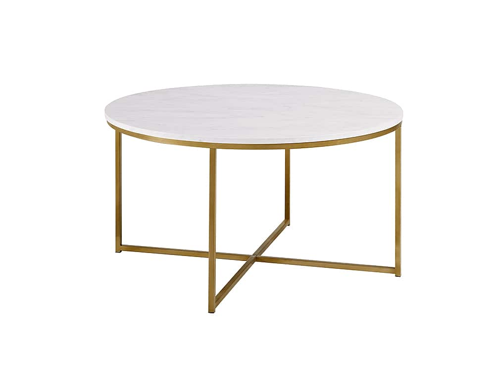 Angle View: Walker Edison - Modern Glam Round Coffee Table - Faux Marble