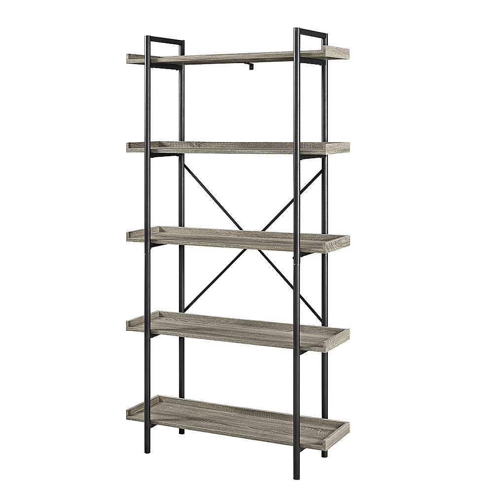 Left View: Walker Edison - 4-Shelf Ladder Bookcase - White