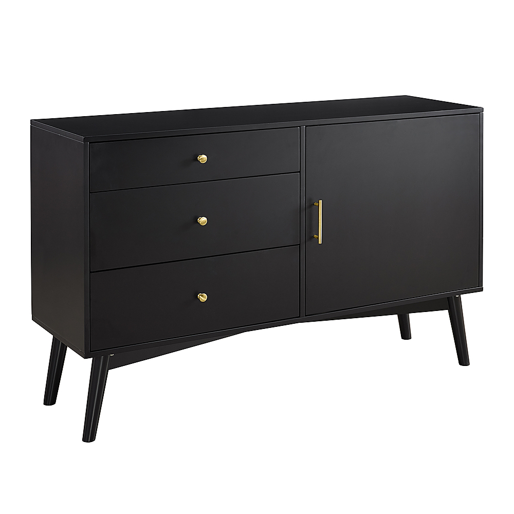 Angle View: Walker Edison - Angelo Mid Century Modern TV Stand Cabinet for Most Flat-Panel TVs Up to 55" - Black
