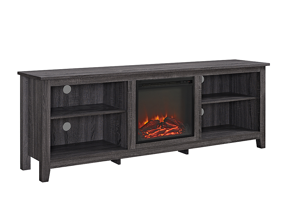 Angle View: Walker Edison - Open Storage Fireplace TV Stand for Most TVs Up to 85" - Charcoal