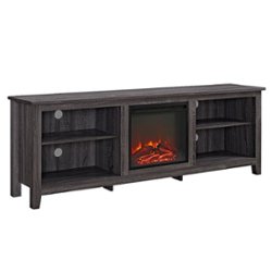 Walker Edison - Open Storage Fireplace TV Stand for Most TVs Up to 85" - Charcoal - Front_Zoom