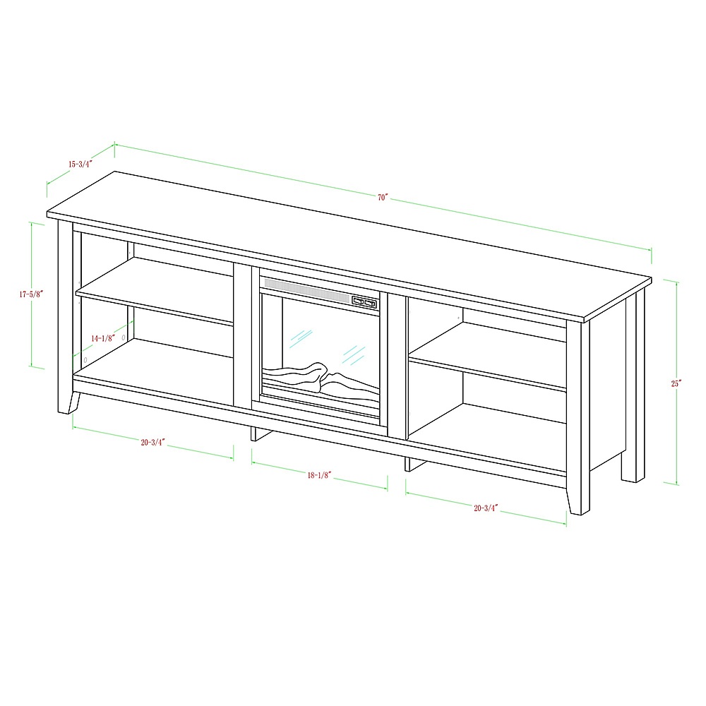 Left View: Walker Edison - Open Storage Fireplace TV Stand for Most TVs Up to 85" - Barnwood