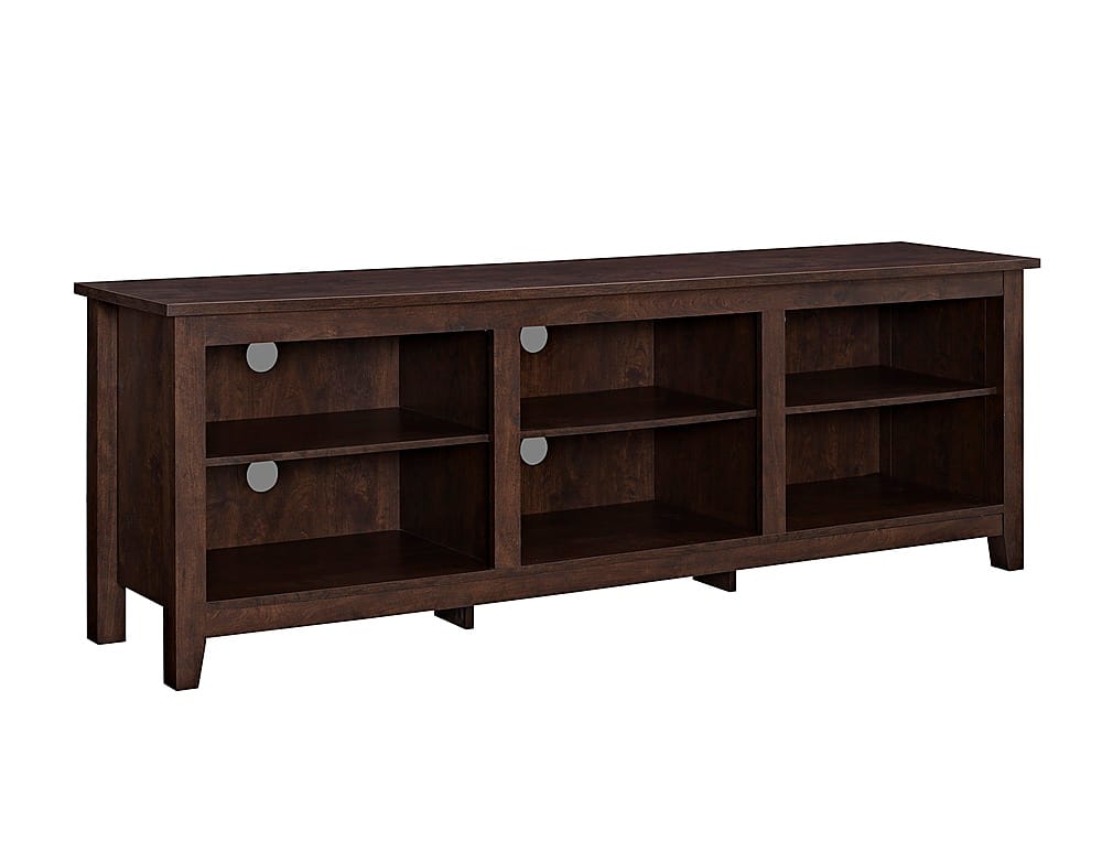 Angle. Walker Edison - Modern 70" Open 6 Cubby Storage TV Stand for TVs up to 80" - Brown.