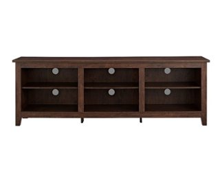 Walker Edison - Modern 70" Open 6 Cubby Storage TV Stand for TVs up to 80" - Brown - Front_Zoom