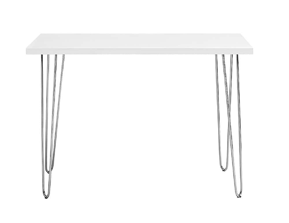 Walker Edison - Modern Chrome Computer Desk - White - Front_Zoom