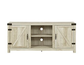 Walker Edison - Rustic Barn Door Style Stand for Most TVs Up to 65" - White Oak - Front_Zoom