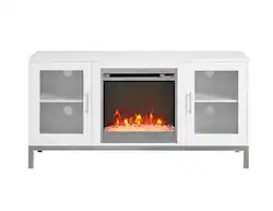 Modern Two Door Fireplace TV Stand for Most TVs up to 58" - Front_Zoom