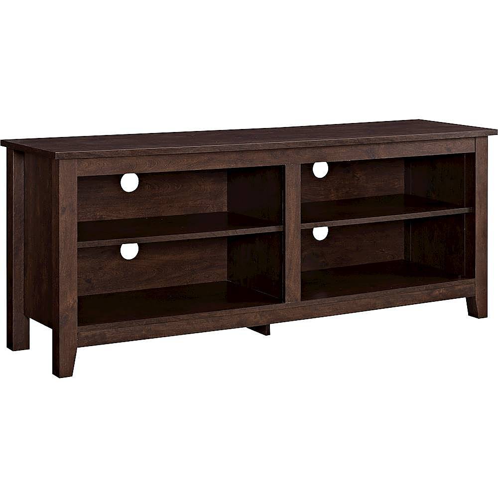 Angle View: Walker Edison - Modern Wood Open Storage TV Stand for Most TVs up to 65" - Brown