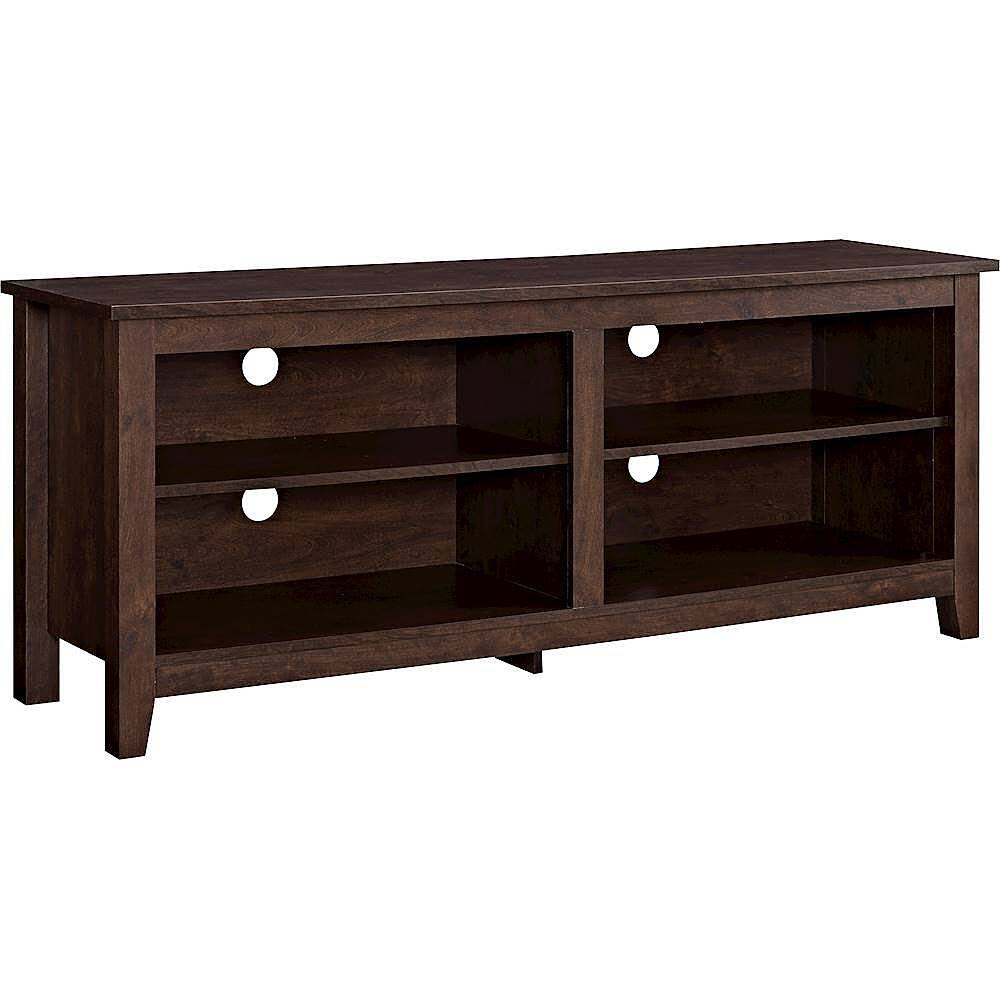 Angle. Walker Edison - Modern 58" Wood Open Storage TV Stand for Most TVs up to 65" - Brown.