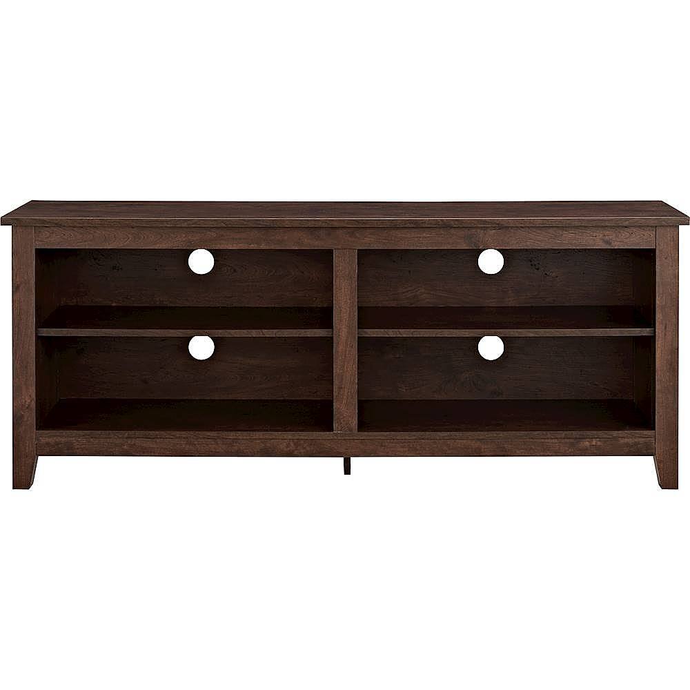 Front. Walker Edison - Modern 58" Wood Open Storage TV Stand for Most TVs up to 65" - Brown.
