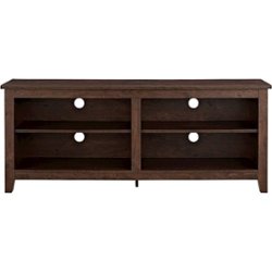 Walker Edison - Modern Wood Open Storage TV Stand for Most TVs up to 65" - Brown - Front_Zoom