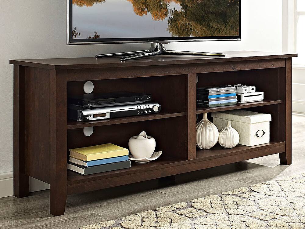 Alt View 14. Walker Edison - Modern 58" Wood Open Storage TV Stand for Most TVs up to 65" - Brown.
