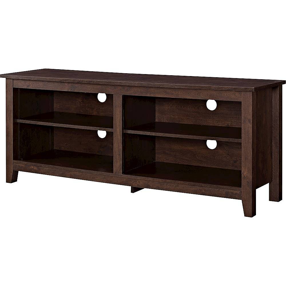 Left View: Walker Edison - Modern Wood Open Storage TV Stand for Most TVs up to 65" - Brown
