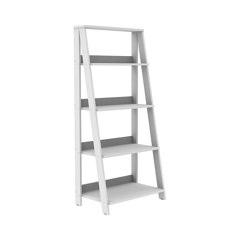 Angle View: Walker Edison - 4-Shelf Ladder Bookcase - White