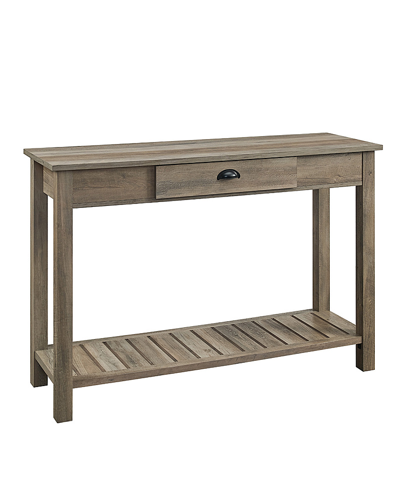 Angle View: Walker Edison - 48" Wood Storage Entry Accent Table - Gray Wash