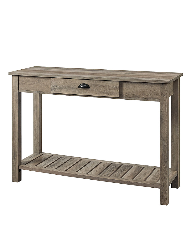 Left View: Walker Edison - 48" Wood Storage Entry Accent Table - Gray Wash