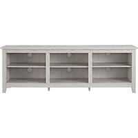 Walker Edison - Modern 70" Open 6 Cubby Storage TV Stand for TVs up to 80" - White Wash - Front_Zoom