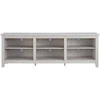 Walker Edison - Modern 70" Open 6 Cubby Storage TV Stand for TVs up to 80" - White Wash - Front_Zoom