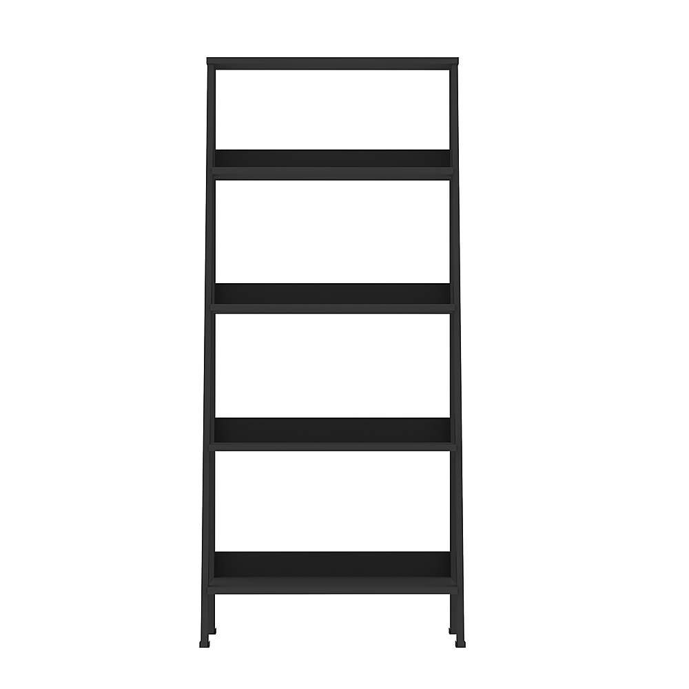 Ktaxon 4 Tier Metal Leaning Ladder Shelf Bookcase Bookshelf Storage Shelves  Unit Black