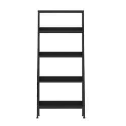 Walker Edison - 55" Leaning Ladder 4-Shelf Bookcase - Black - Front_Zoom