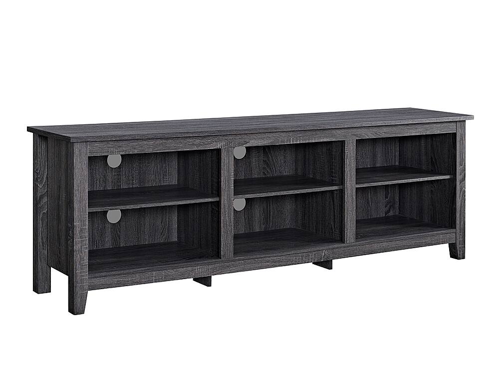 Angle. Walker Edison - Modern 70" Open 6 Cubby Storage TV Stand for TVs up to 80" - Charcoal.