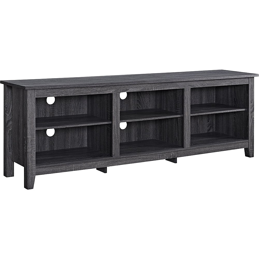 Front. Walker Edison - Modern 70" Open 6 Cubby Storage TV Stand for TVs up to 80" - Charcoal.