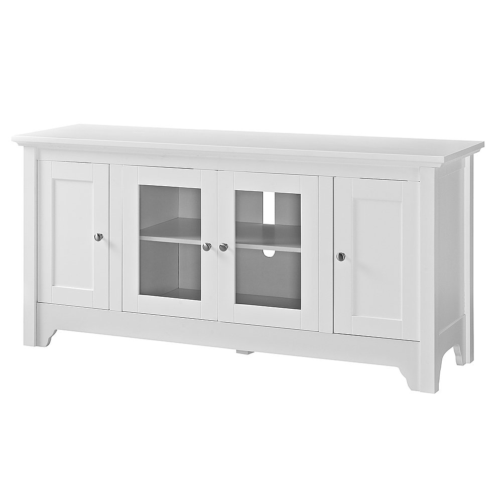 Left View: Walker Edison - 52" 4 Door Media Storage TV Stand for Most Flat-Panel TV's up to 58" - White