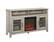 Angle. Walker Edison - 58" Tall Glass Two Door Soundbar Storage Fireplace TV Stand for Most TVs Up to 65" - White Oak.