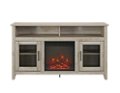 Front Zoom. Walker Edison - Tall Glass Two Door Soundbar Storage Fireplace TV Stand for Most TVs Up to 65" - White Oak.