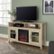 Alt View Zoom 15. Walker Edison - 58" Tall Glass Two Door Soundbar Storage Fireplace TV Stand for Most TVs Up to 65" - White Oak.