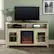 Alt View 1. Walker Edison - 58" Tall Glass Two Door Soundbar Storage Fireplace TV Stand for Most TVs Up to 65" - White Oak.