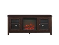 Front Zoom. Walker Edison - Traditional Two Glass Door Fireplace TV Stand for Most TVs up to 65" - Traditional Brown.