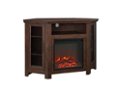 Angle Zoom. Walker Edison - Glass Two Door Corner Fireplace TV Stand for Most TVs up to 55" - Traditional Brown.