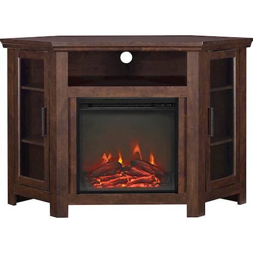 Electric Fireplace Cabinets Best Walker Edison Wood Fireplace Corner Tv Cabinet For Most Flat Panel Tvs Up To 52 Traditional Brown