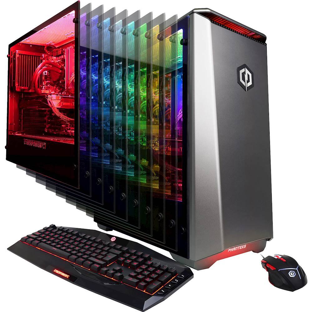 Front. CyberPowerPC - Gamer Panzer Desktop - Intel Core i7-7820X - 16GB Memory - NVIDIA GeForce GTX 1080 - 480GB SSD + 3TB Hard Drive - Gray.