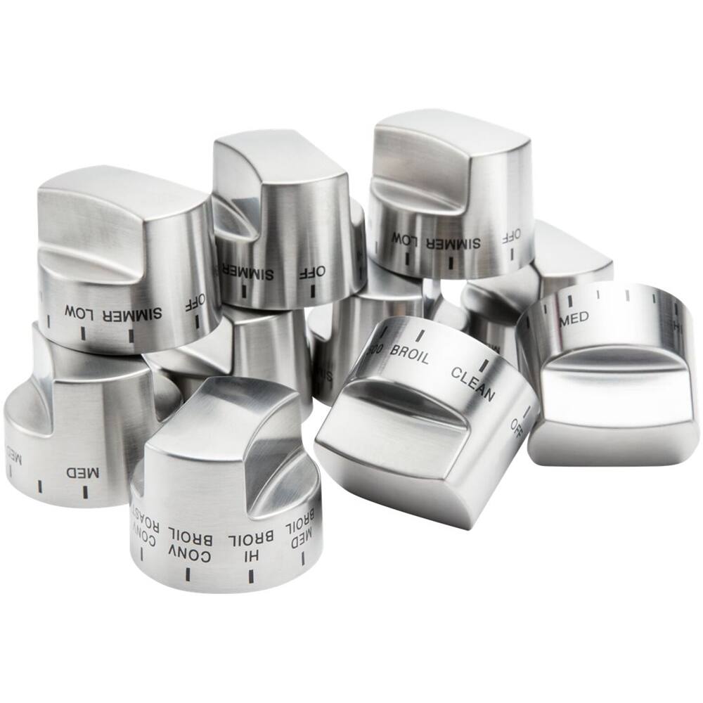 Front. Viking - Control Knob Set for Ranges - Stainless Steel.