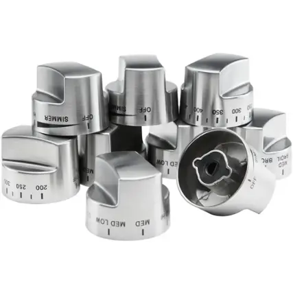Front. Viking - Control Knob Set for Ranges - Stainless Steel.