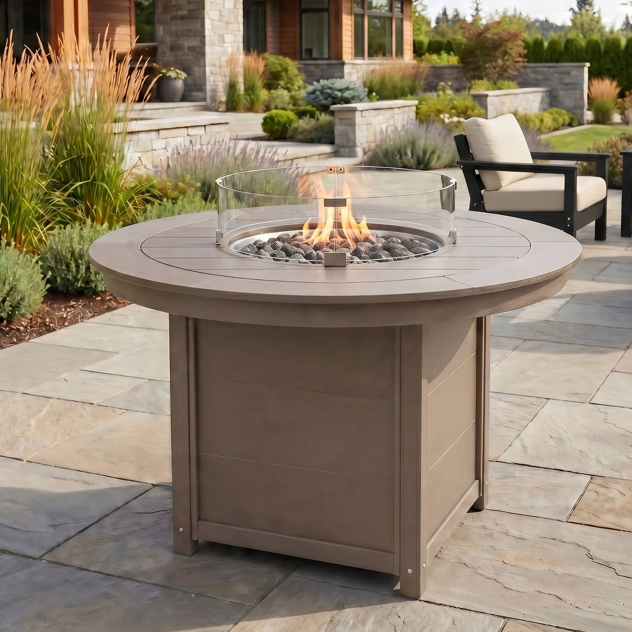 WestinTrends Helios 47" Modern Outdoor Patio Propane Gas Round Fire Pit ...