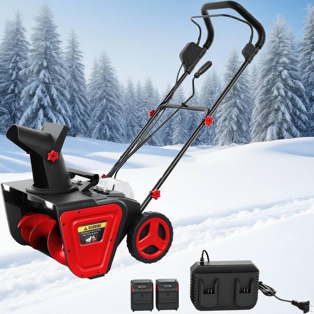 Front. GARVEE - Electric Snow Blower Cordless, 180° Rotating, 23FT Throwing Distance.