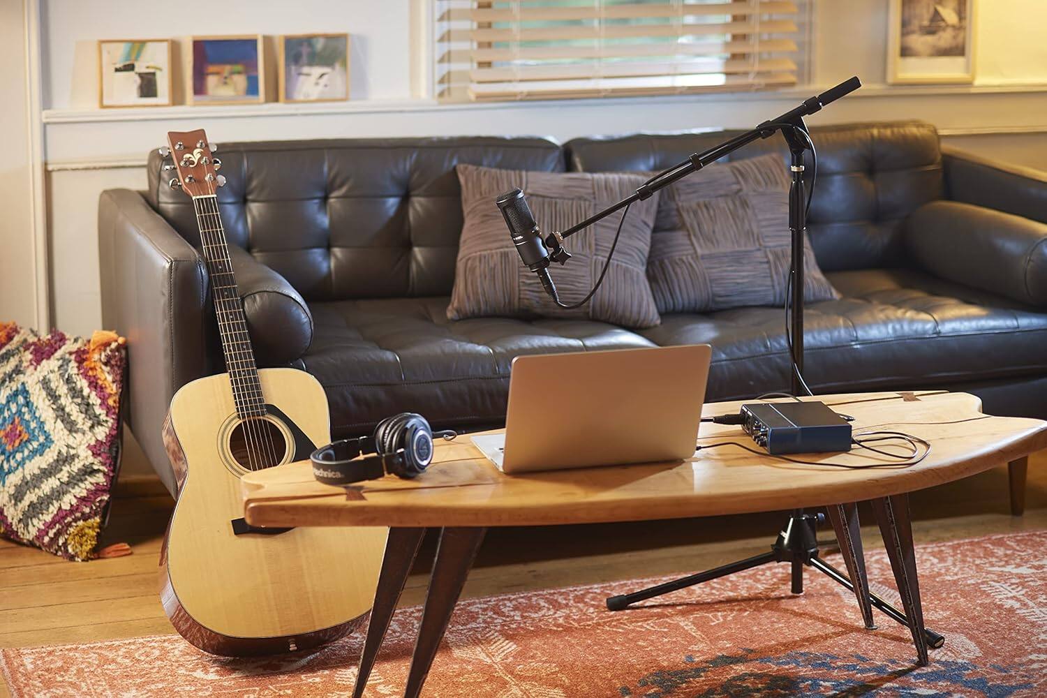 Alt View 6. Audio-Technica - Audio-Technica AT2020 Cardioid Condenser Microphone (Black), Diginerds Microfiber Cleaning Cloth, Goby Labs Microphone c.