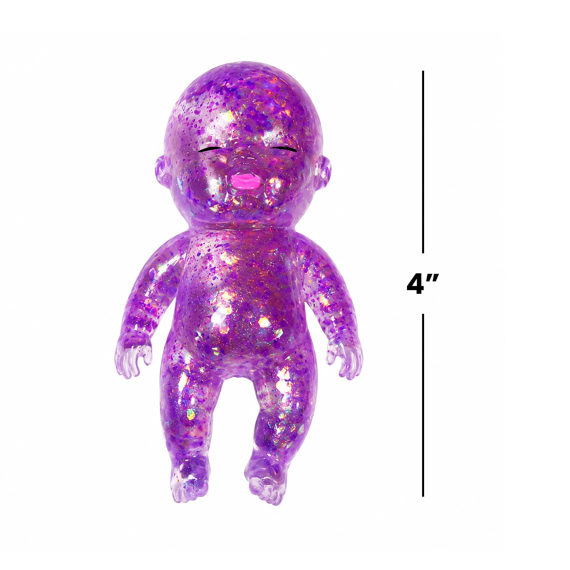Alt View 1. Puka Creations - Squishy Glitter Baby 4-Inch Stress Reliever | Purple - Purple.