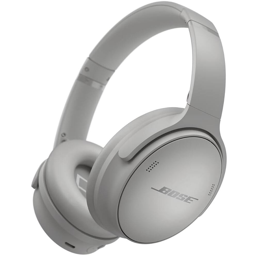 Left. Bose - QuietComfort Wireless Over-Ear Bluetooth Headphones Power Bundle - Moonlight Gray.