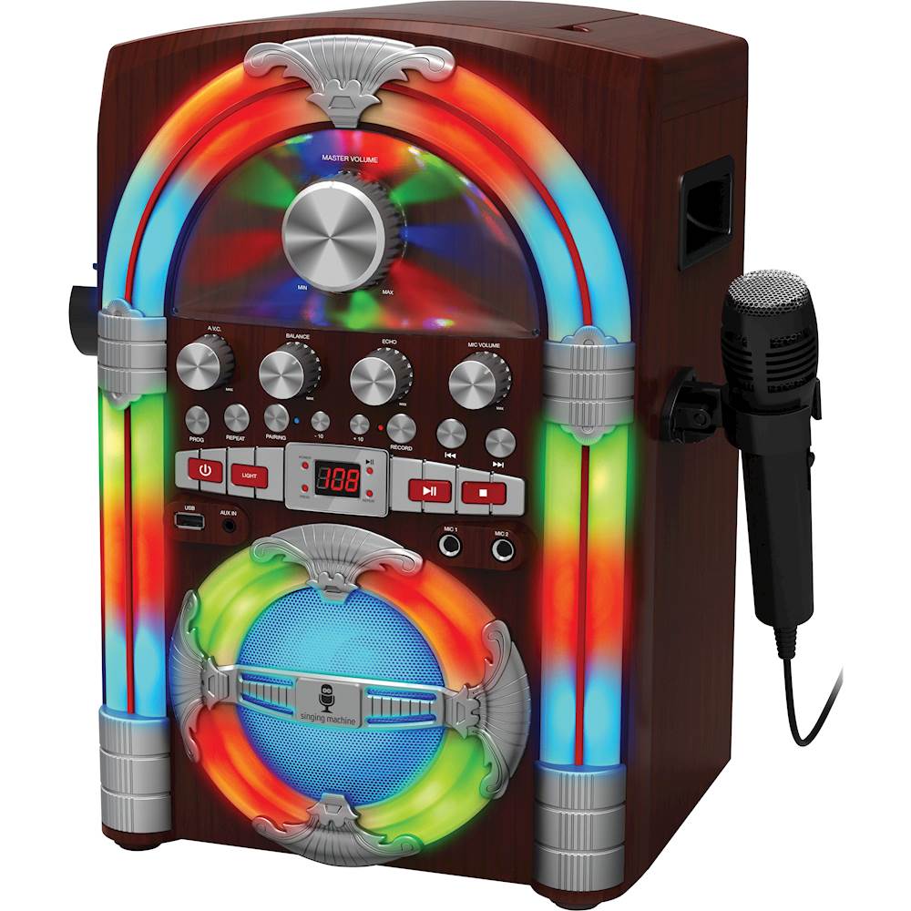 Singing Machine - Jukebox CDG Bluetooth Karaoke System - Brown - Front_Zoom